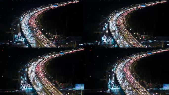 T/L PAN夜间拥挤的交通/北京，中国