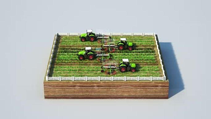 智能农业，智能农场，用拖拉机耕种田地，连接物联网。第四次工业革命。