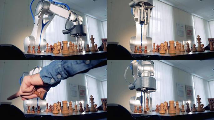 人工智能、机器智能概念。创新机器人下棋。