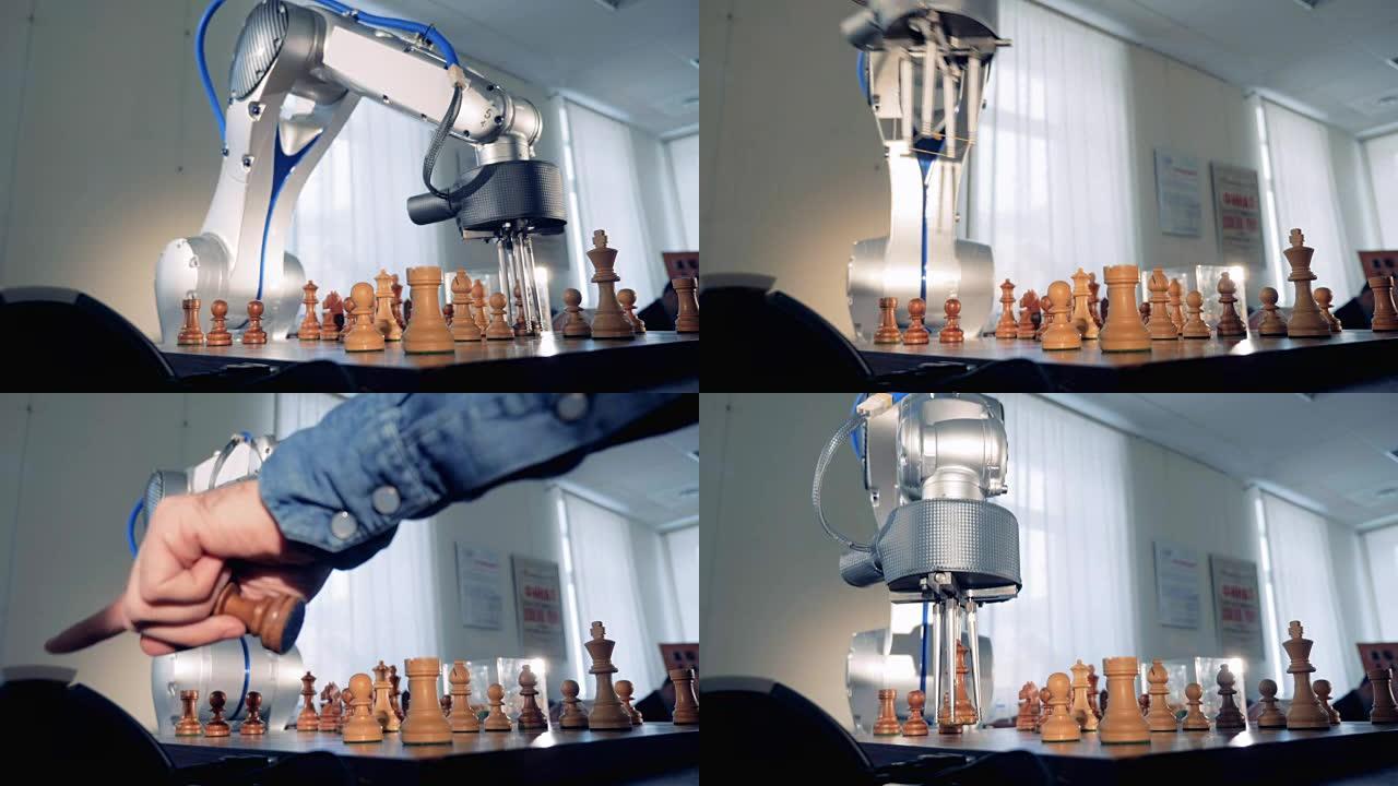 人工智能、机器智能概念。创新机器人下棋。