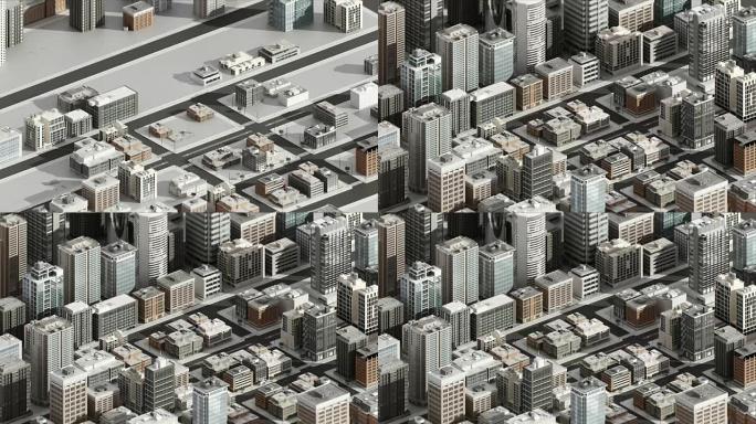 三维立体智慧城市，建筑概念。4 k大小的电影。