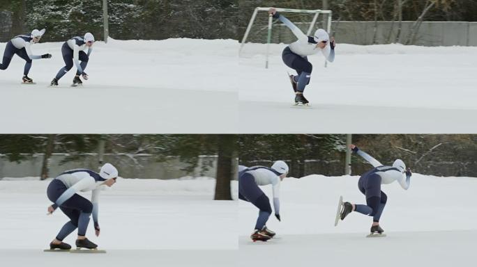冬季女运动员速滑
