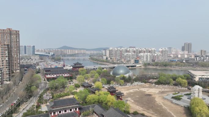 费县颜真卿公园航拍 费县大景 春季