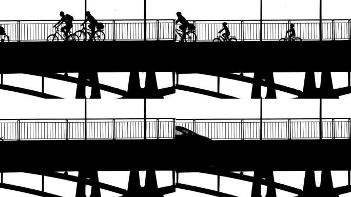 自行车运动员过桥