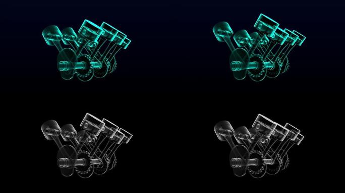 汽车技术。发动机活塞x射线图像动画