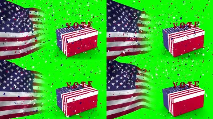 美国国旗和投票箱的视频