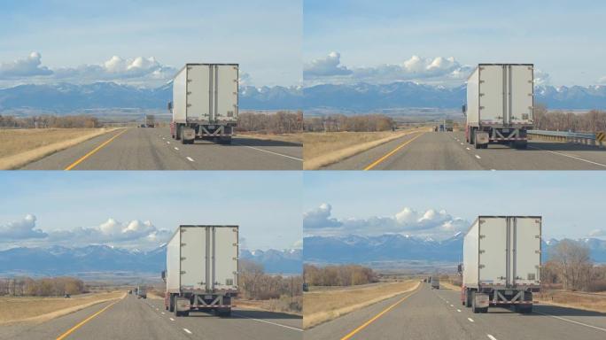 FPV: 沿大平原高速公路驶向雪域落基山脉