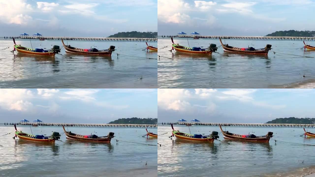 泰国普吉岛海上的泰国传统渔船
