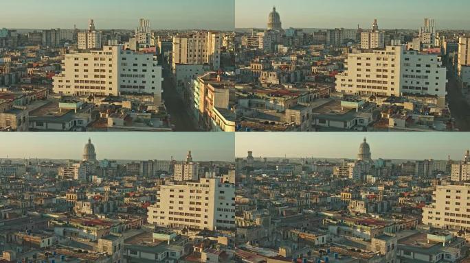 日出时哈瓦那中心的实时平移视频