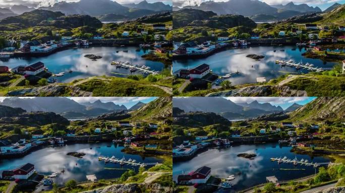 挪威罗弗滕群岛渔村的天线