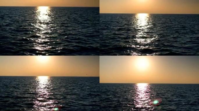 雄伟的日落在海上