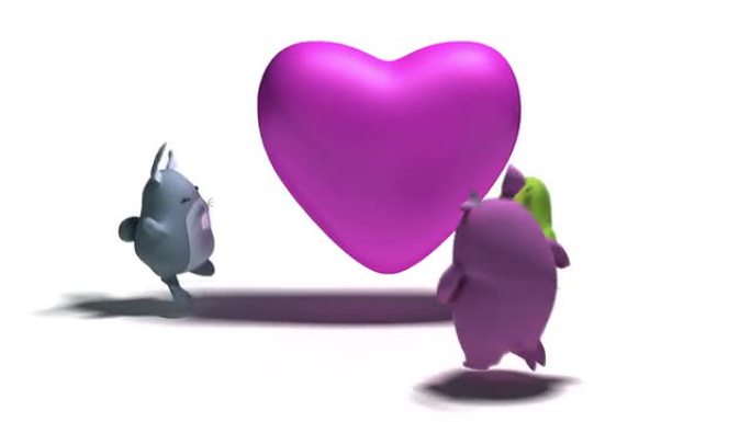 心舞循环紫色心跳动卡通心脏
