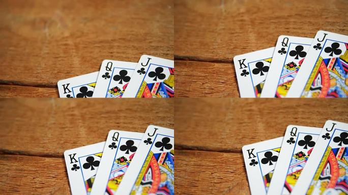 木桌上的扑克牌4k