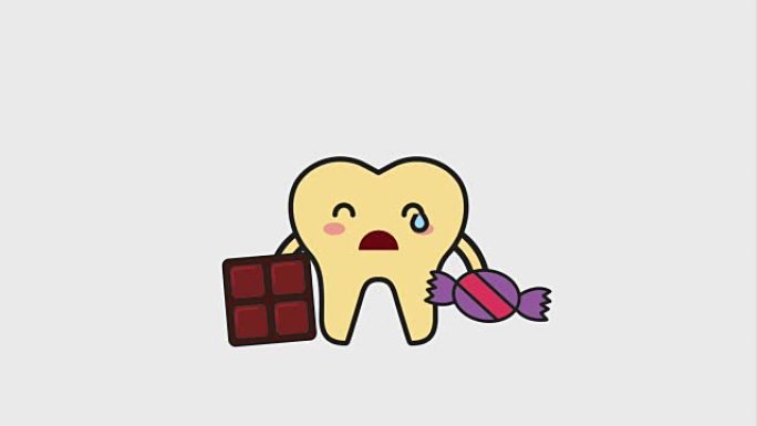 巧克力和糖果生病的牙齿哭泣
