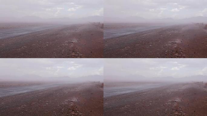 纳米布沙漠中罕见的暴雨景色