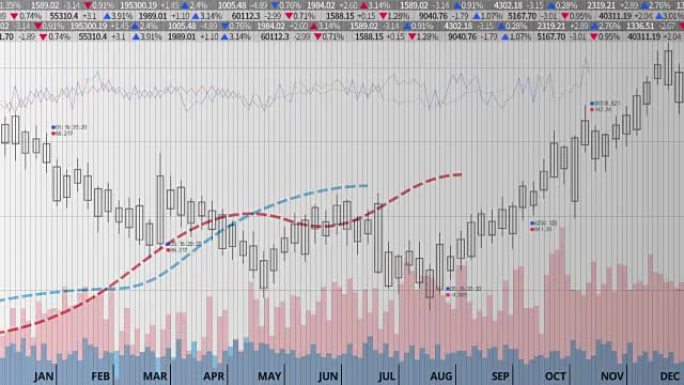 各种动画股票市场图表。上线