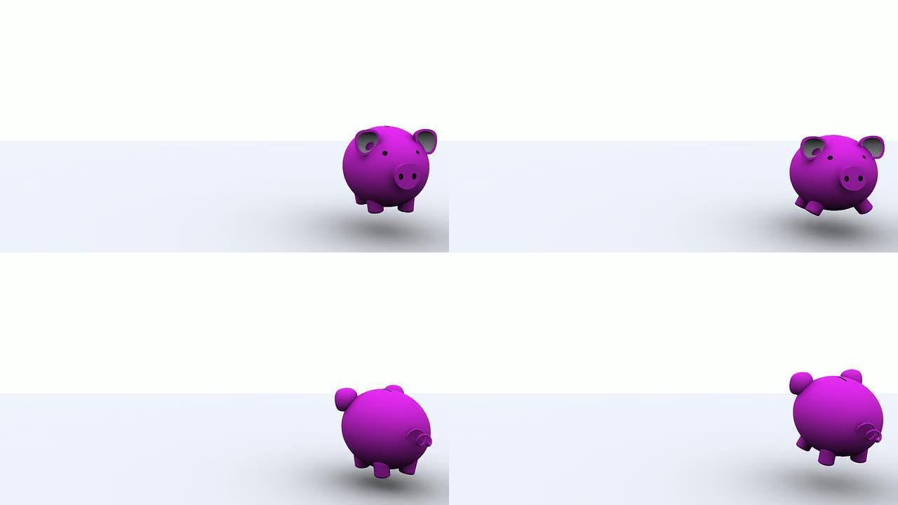 3D动画小猪银行上下跳跃
