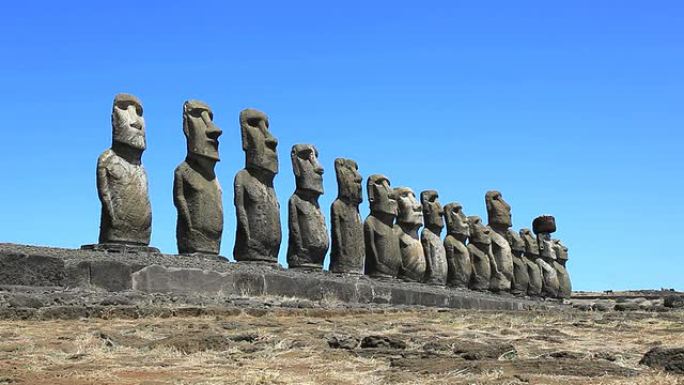 Rapa Nui Moais，复活节岛，智利