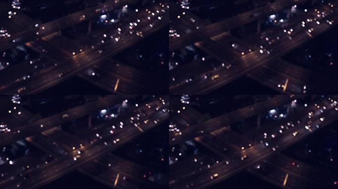 夜间视频4k的交通顶视图。