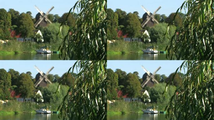 德国湖边的风车