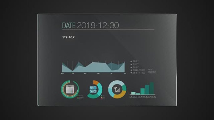 信息图形技术面板 “日历” 用户界面数字显示