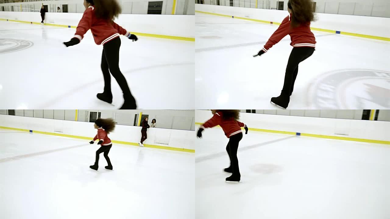 练习花样滑冰的孩子