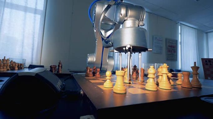 机器人下棋。3D渲染。