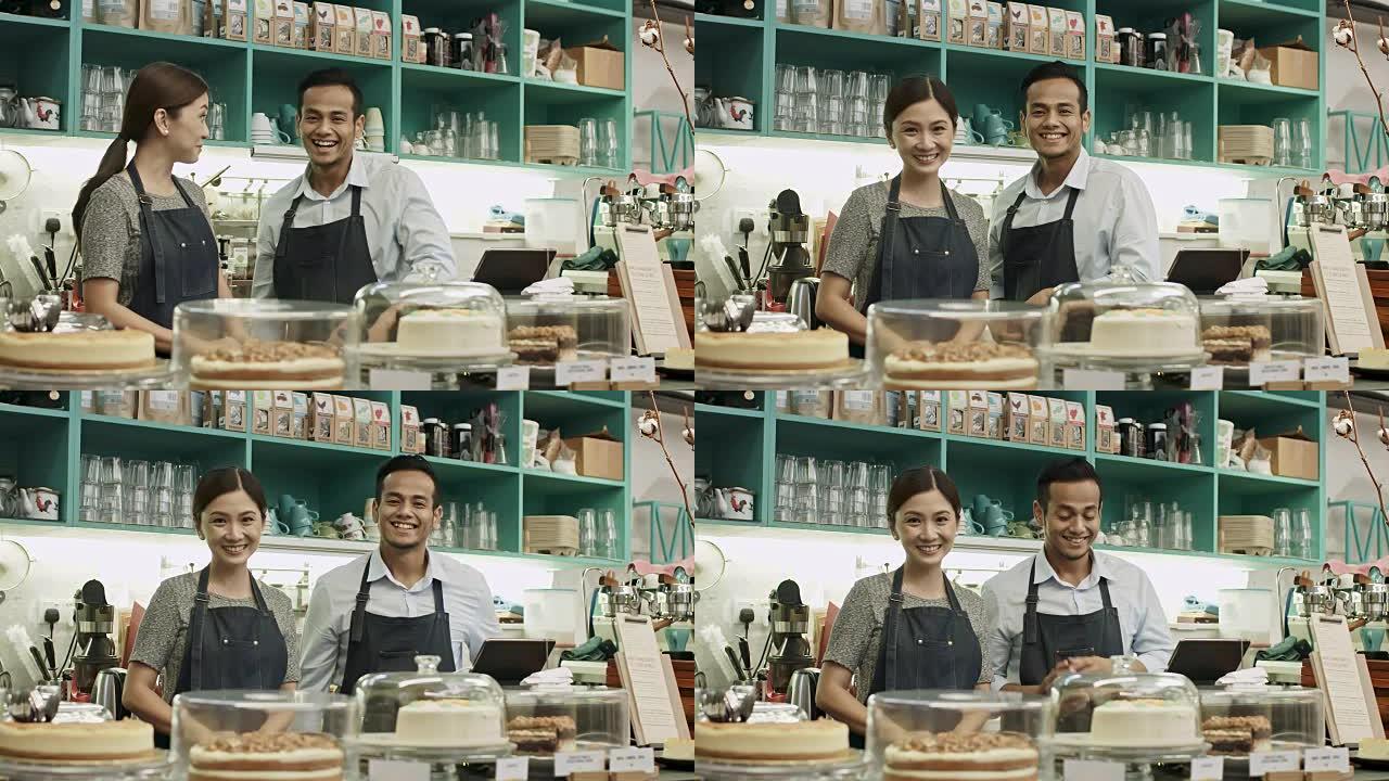 骄傲的马来夫妇咖啡店老板
