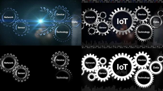 网络，传感器，数据，技术，设备，商人触摸齿轮关键字，'IOT'