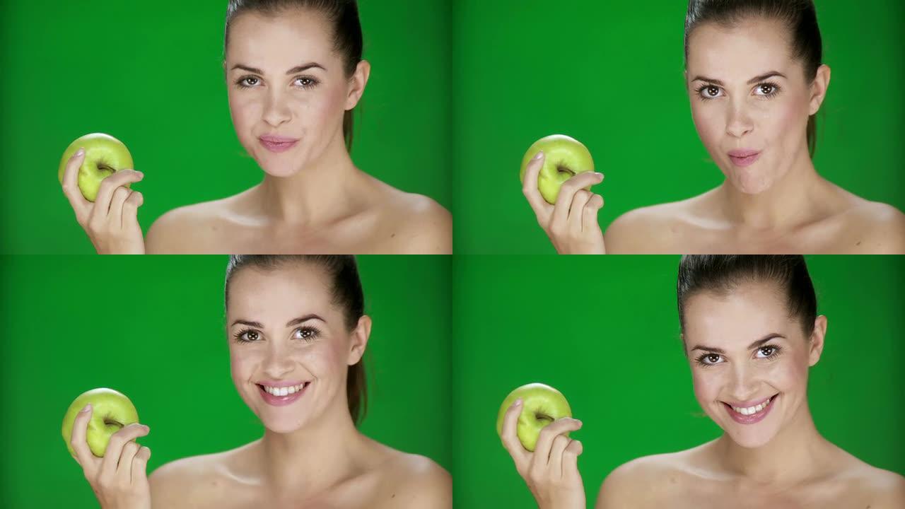 高清: 女人吃苹果