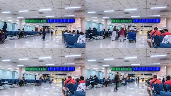 4k延时乘客在泰国曼谷廊曼机场旅行