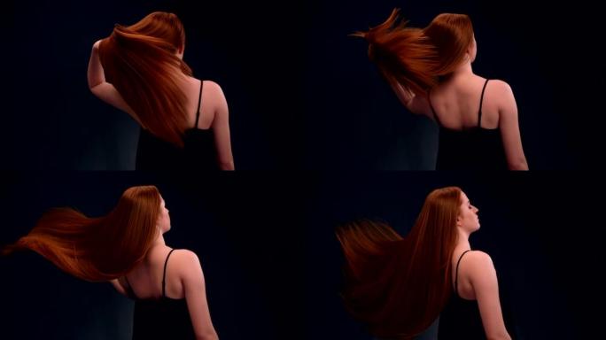 漂亮的红发女人扔长发