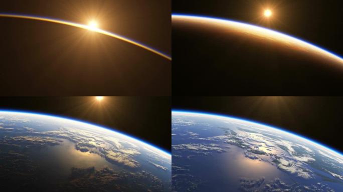 4K.地球上惊人的日出。从太空看地球。3840x2160。