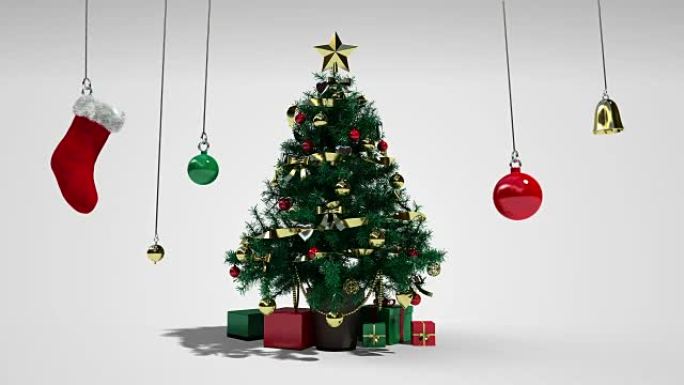 倒下圣诞树和礼物