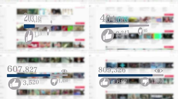 社交媒体进度条快速增加到100万视图与动画背景