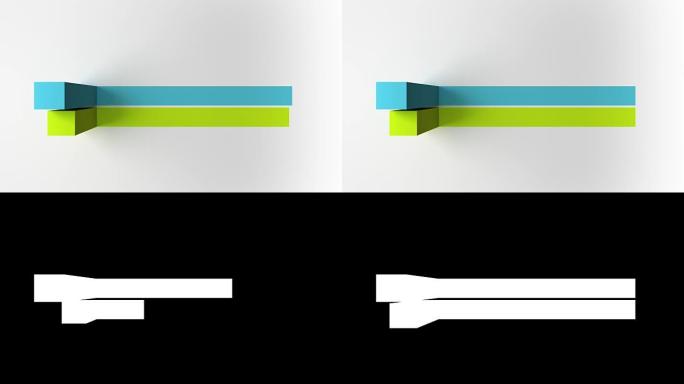 两个3D方形介绍标题框图表，powerpoint演示模板。版本4 (包括alpha)
