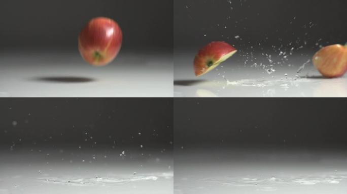 苹果片水果飞溅慢动作