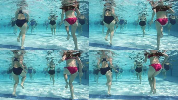女子游泳池水中有氧训练