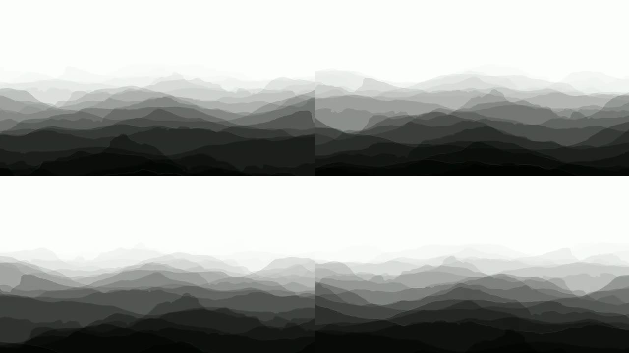 软山山脊黑白背景（无缝循环）