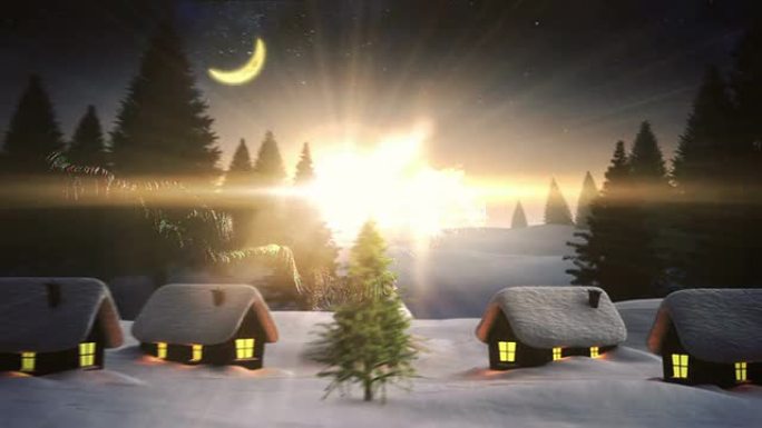 魔灯在圣诞树周围旋转，问候