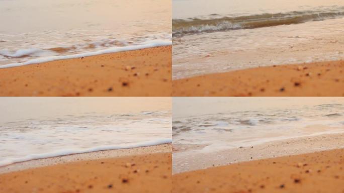 海浪溅到海滩上