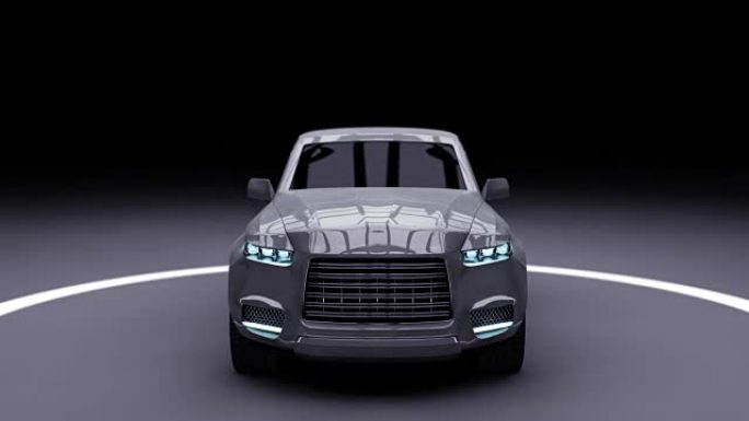 现代汽车，黑色背景上的照片逼真的3D汽车动画