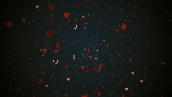 红心、月亮和星星。环