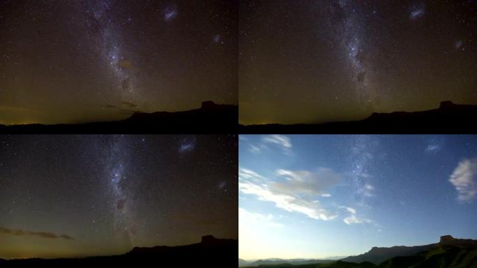 Star time-lapse，银河系，德拉肯斯堡山脉，南非