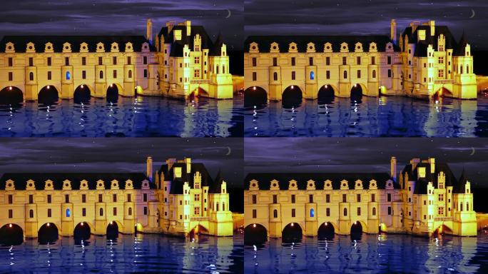 夜晚河边的城堡夜晚河边的城堡