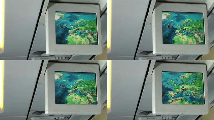 飞机显示器显示不同的旅行地图视图