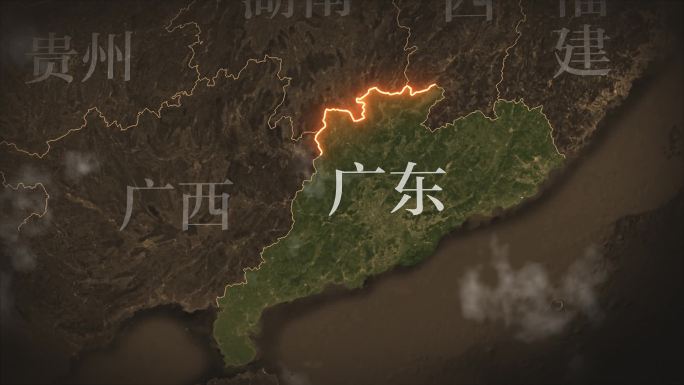 广东省复古历史地图AE模板