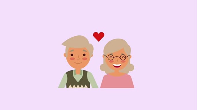 可爱的老年夫妇肖像爱的心
