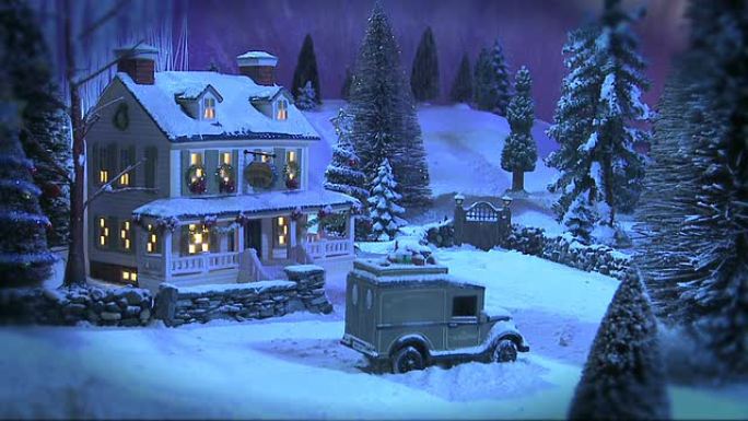 圣诞雪景与温柔的雪花-乡村客栈