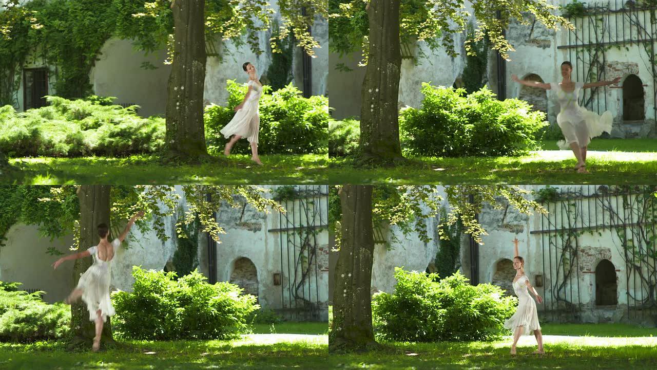 高清多莉: 公园里美丽的芭蕾舞演员